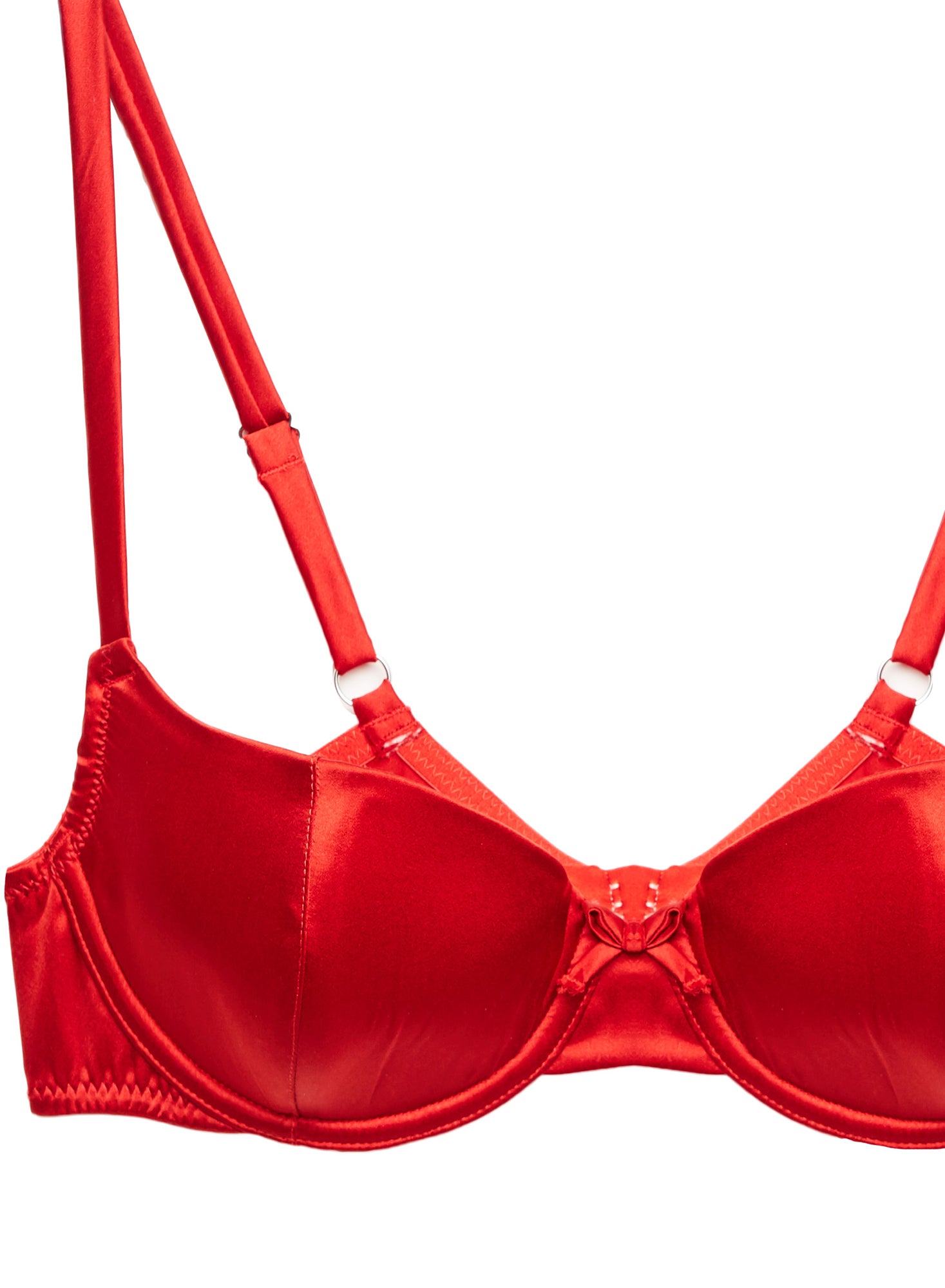 Balconette Bra and Panties Set Silk Satin Lingerie Sexy Red