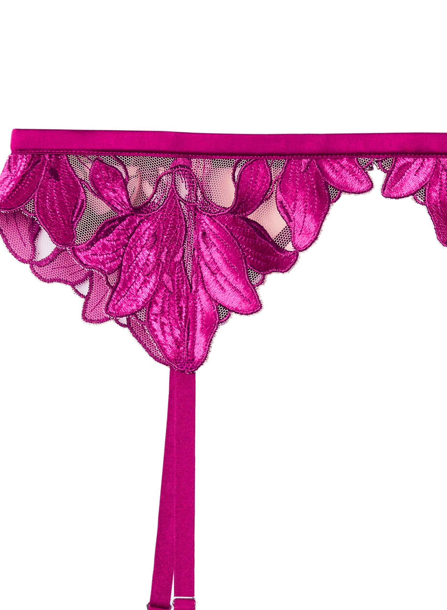 Lily Embroidery Garter Belt-magenta-fleur du mal