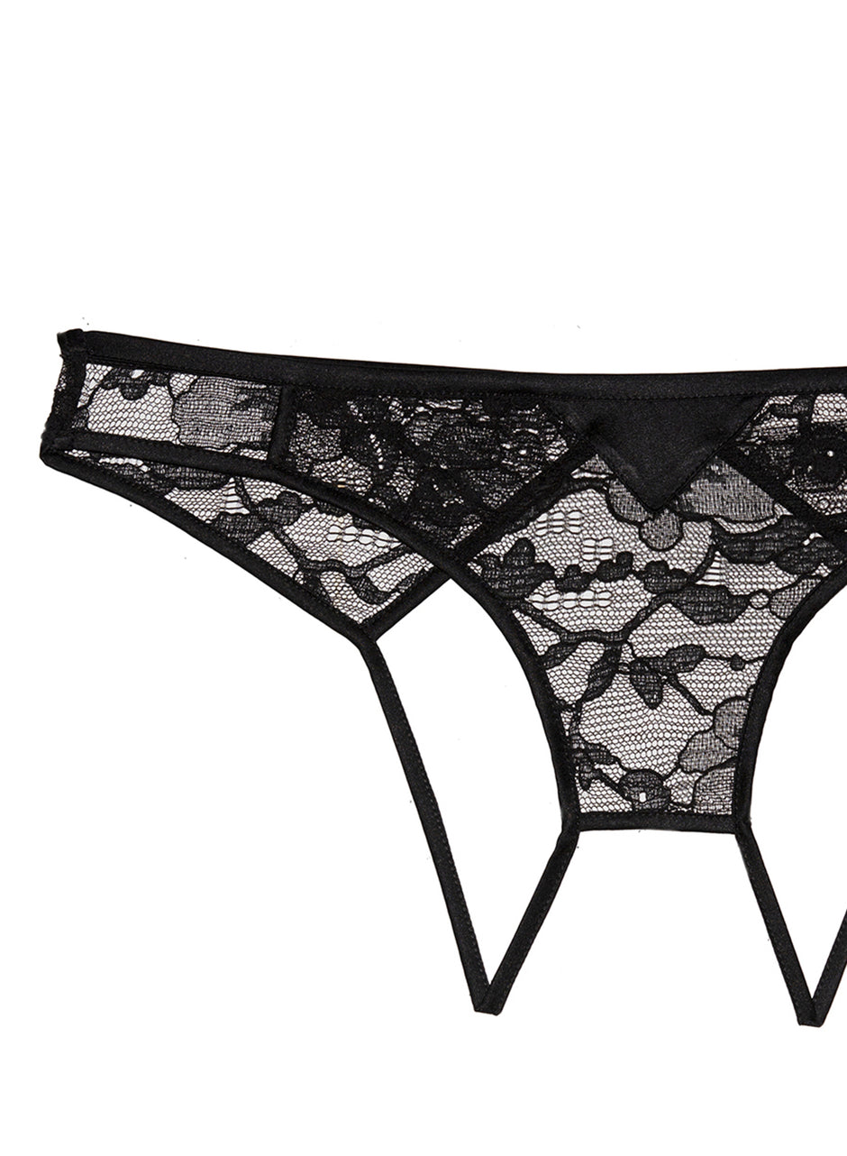 Black - Magnolia Lace Ouvert Panty | Fleur du Mal