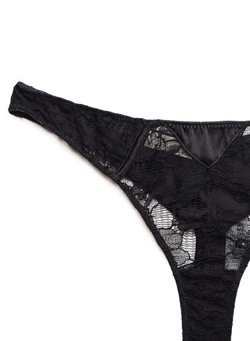 Black - Magnolia Lace Thong | Fleur du Mal