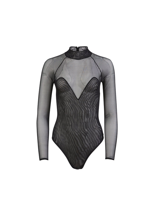 + NET SUSTAIN underwired recycled-mesh and stretch-silk satin thong bodysuit
