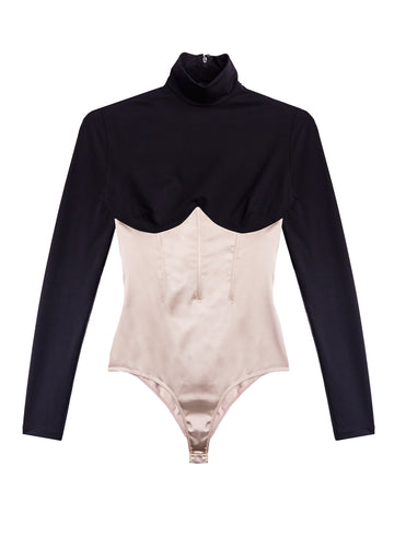 Black/bone - Mock Neck Long Sleeve Bodysuit | Fleur du Mal