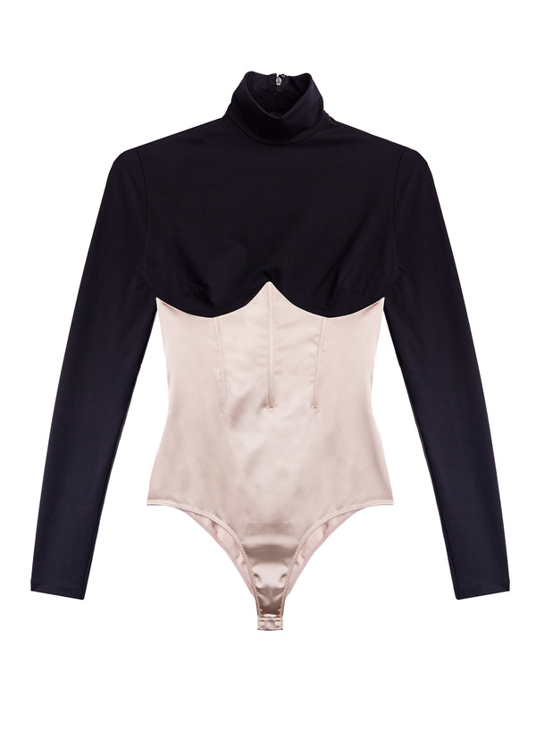 Black bone - Mock Neck Long Sleeve Bodysuit | Fleur du Mal