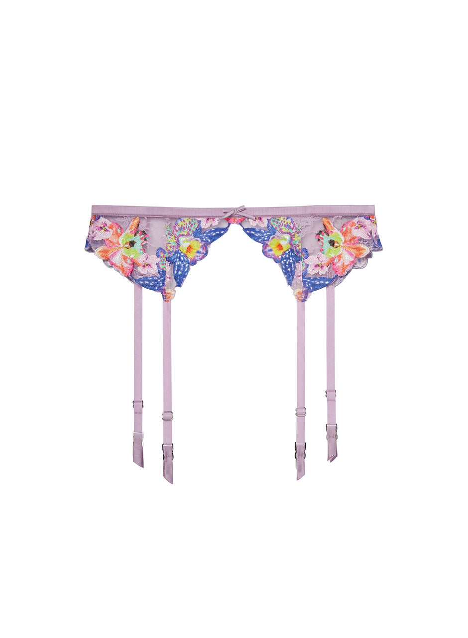 Wisteria - Orchid Embroidery Garter Belt | Fleur du Mal