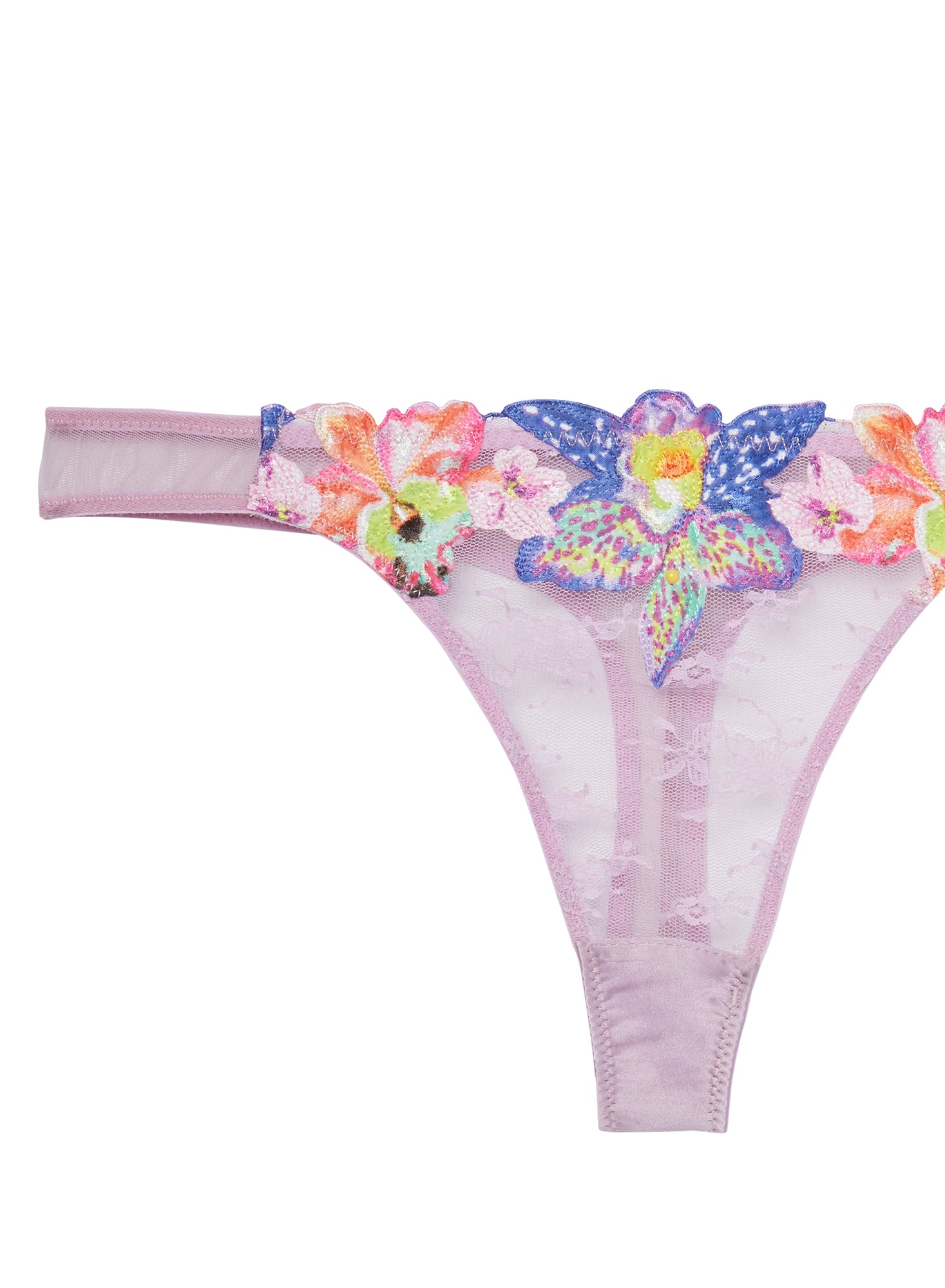 Orchid Embroidery Thong