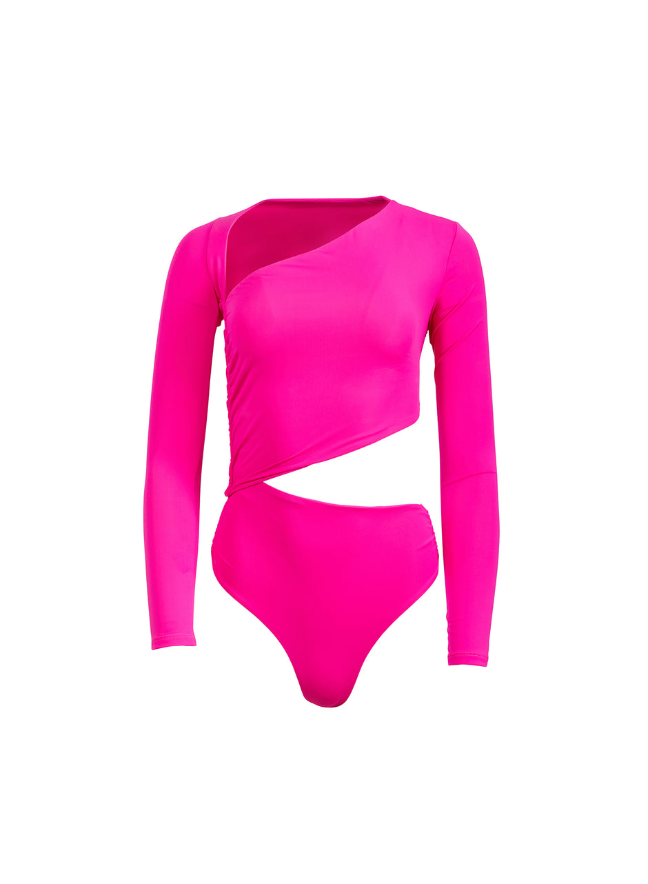 Pink flambe - Asymmetric Wrap Bodysuit | Fleur du Mal