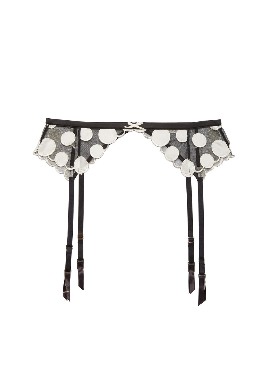 Black - Polka Dot Embroidery Garter Belt | Fleur du Mal