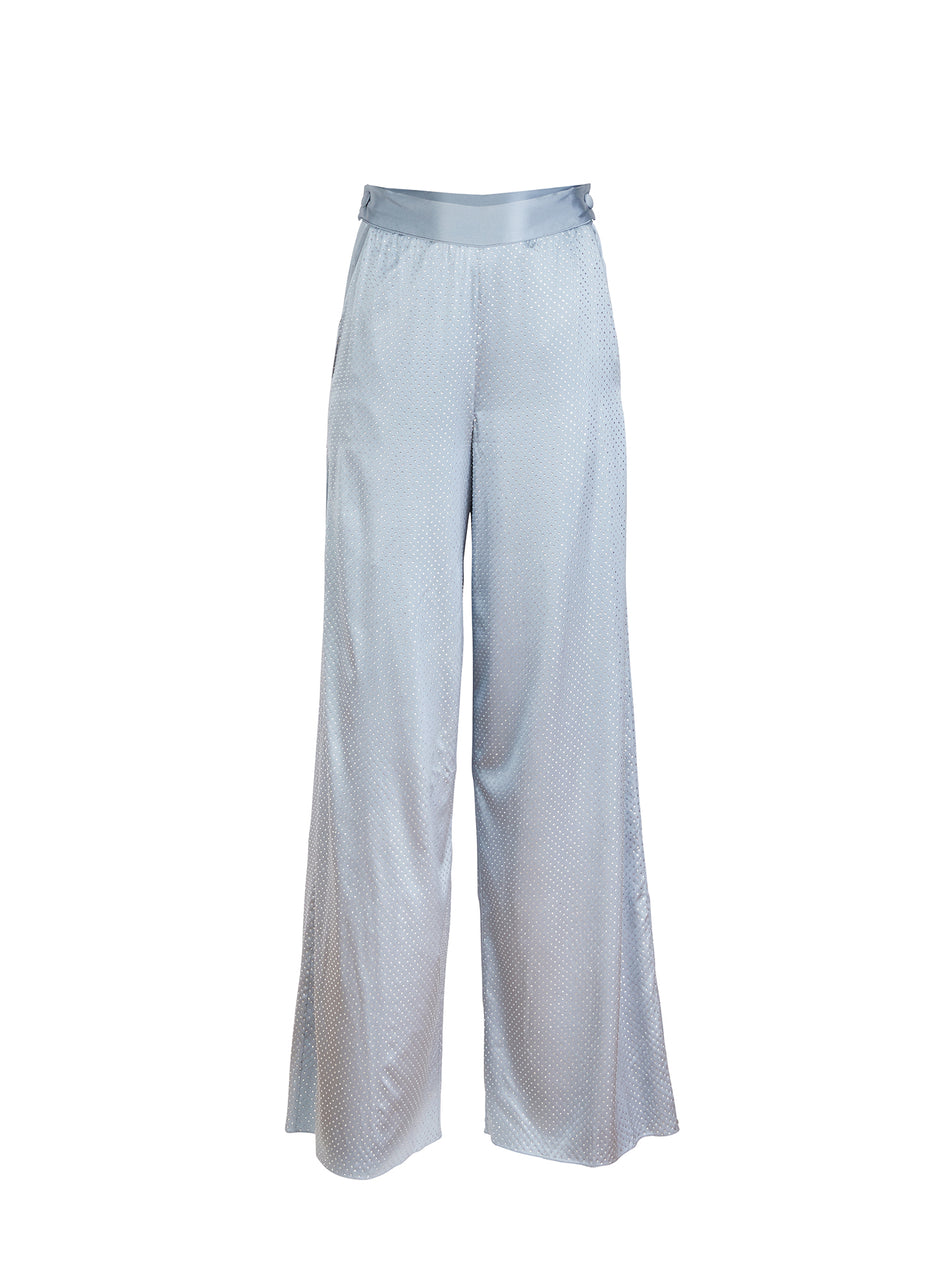 Steel blue - Rhinestone Wide Leg Pant | Fleur du Mal