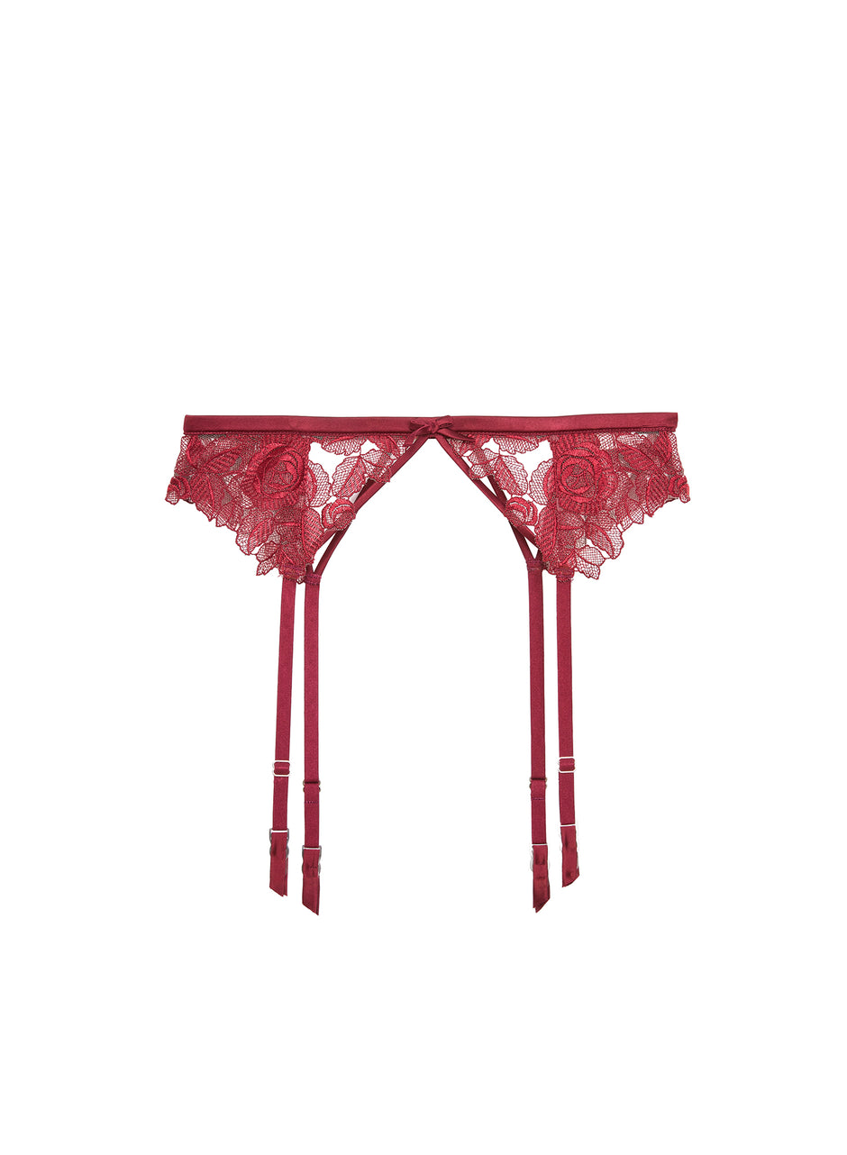 Mulberry - Rose Embroidery Garter Belt | Fleur du Mal