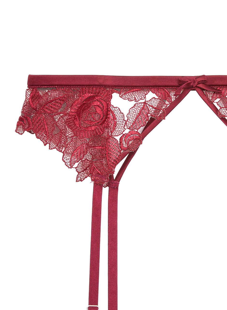 Mulberry - Rose Embroidery Garter Belt | Fleur du Mal