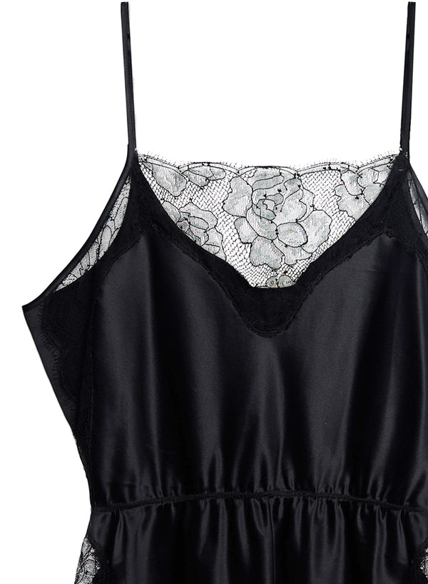 Maddox Black Satin Lace Cami  Lace cami top outfit, Lace cami, Black lace  cami