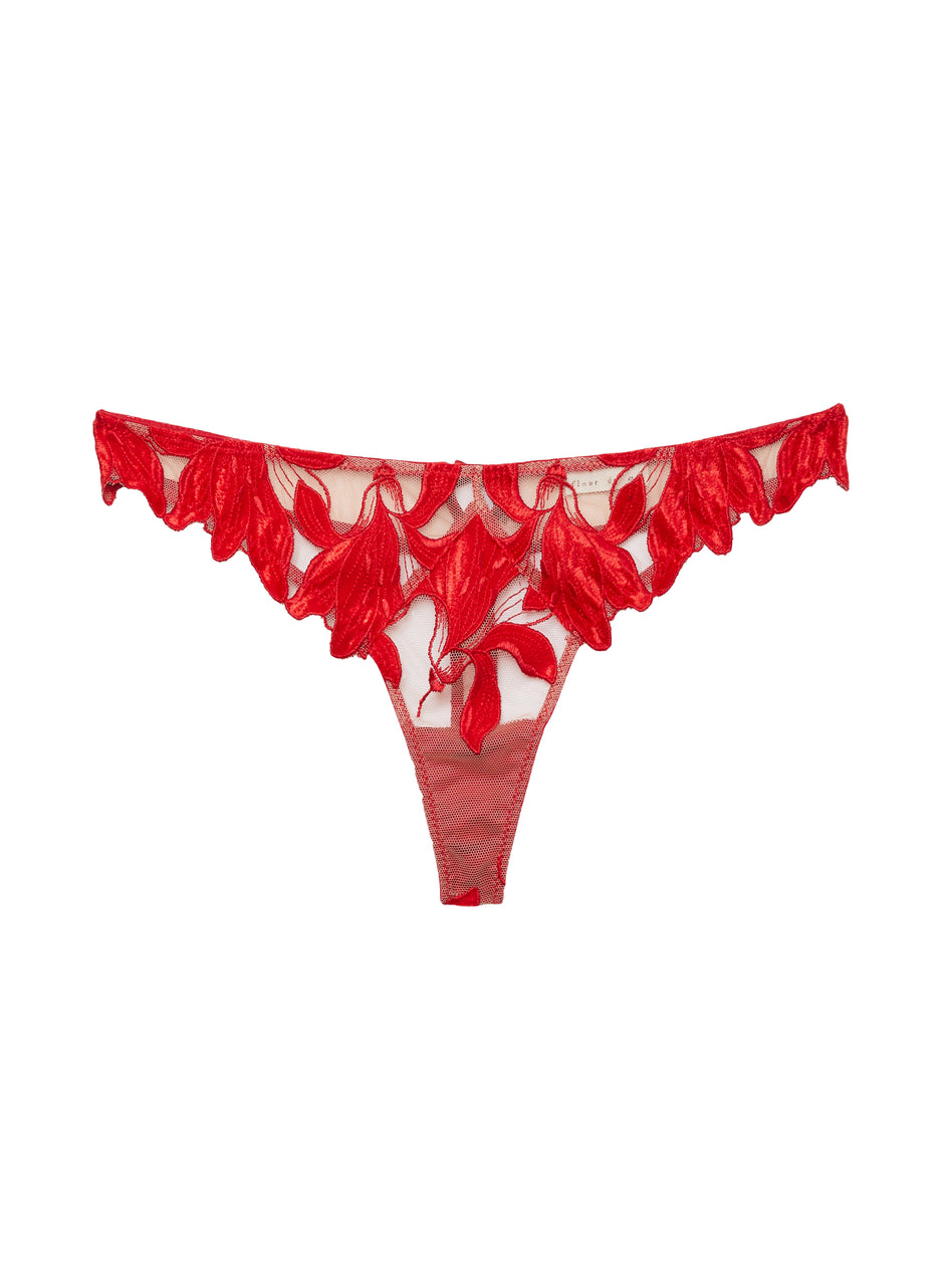 Rouge velvet - Lily Embroidery Hipster Thong | Fleur du Mal