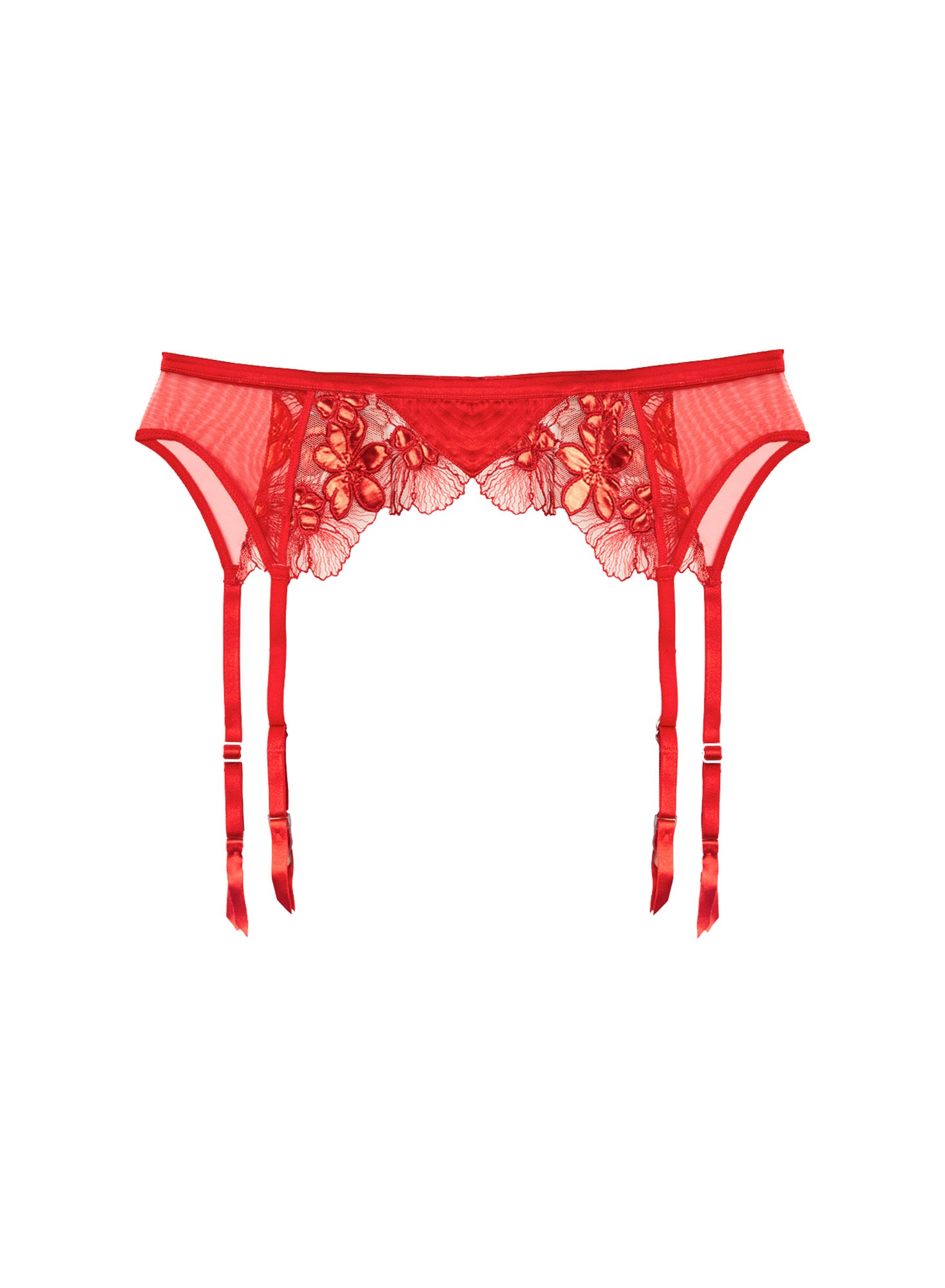 Red Violet Embroidered Garter Belt | Fleur du Mal Red Violet Embroidered Garter Belt | Fleur du Mal