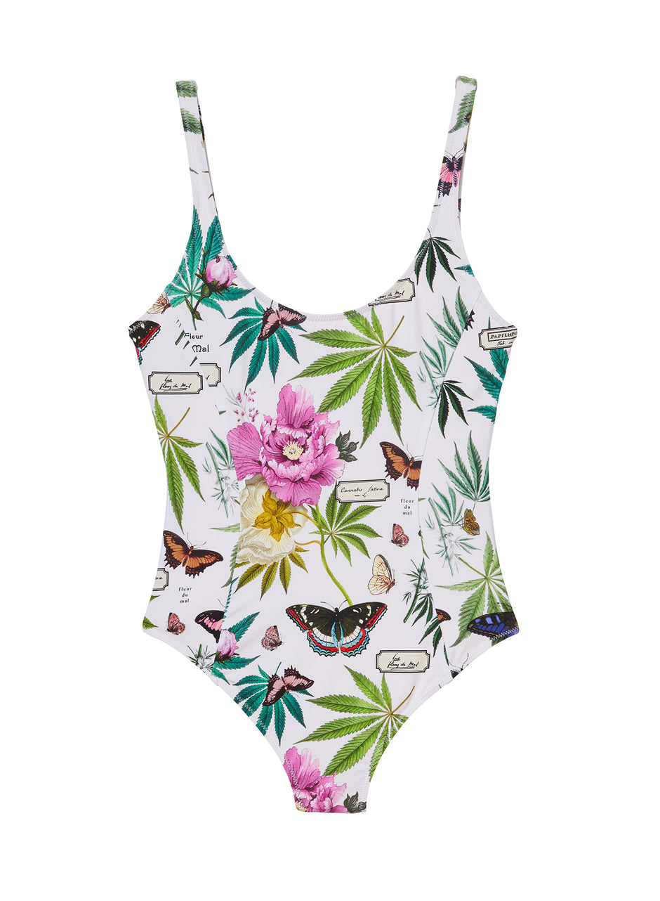 Papillon white - Botanical Scoop Neck One Piece | Fleur du Mal