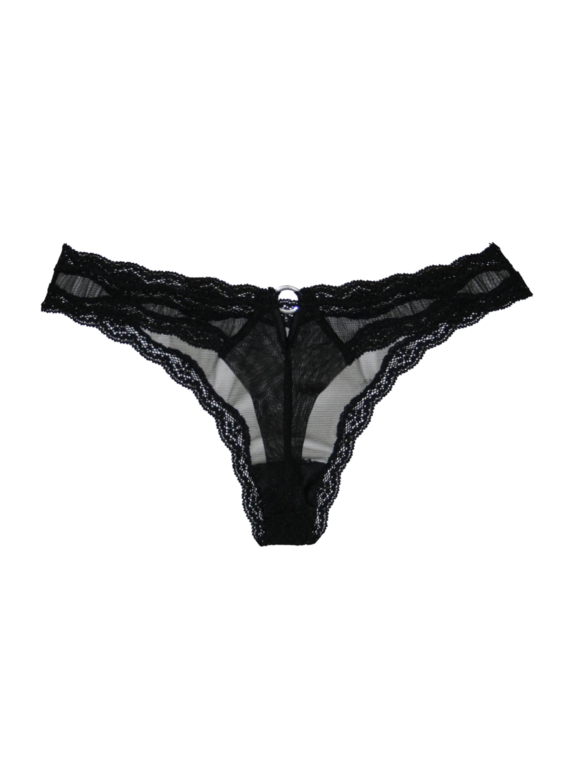 Luxury Sheer Stretch Tulle Thong in Black