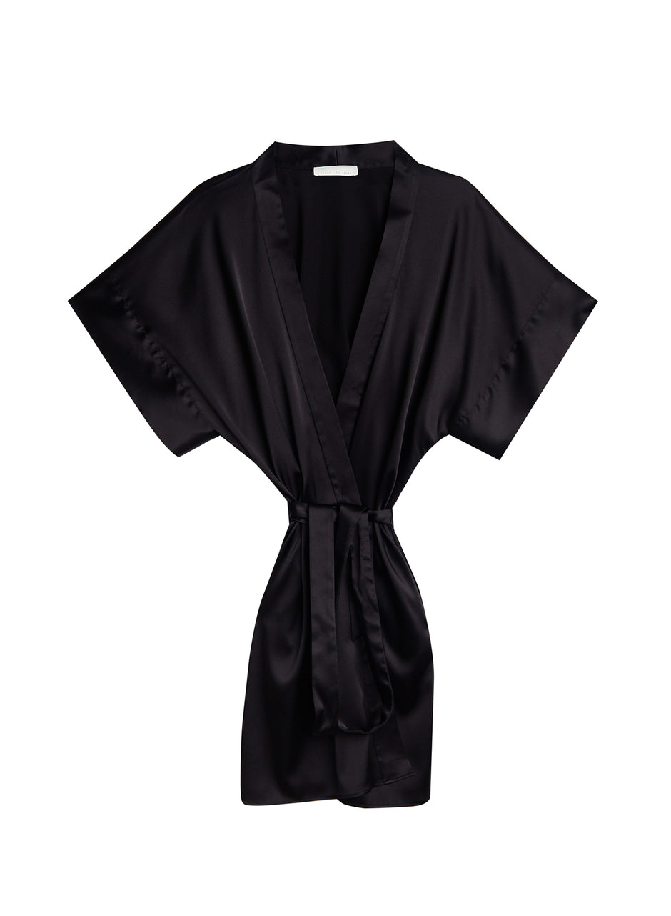 Black - Short Sleeve Mini Robe | Fleur du Mal