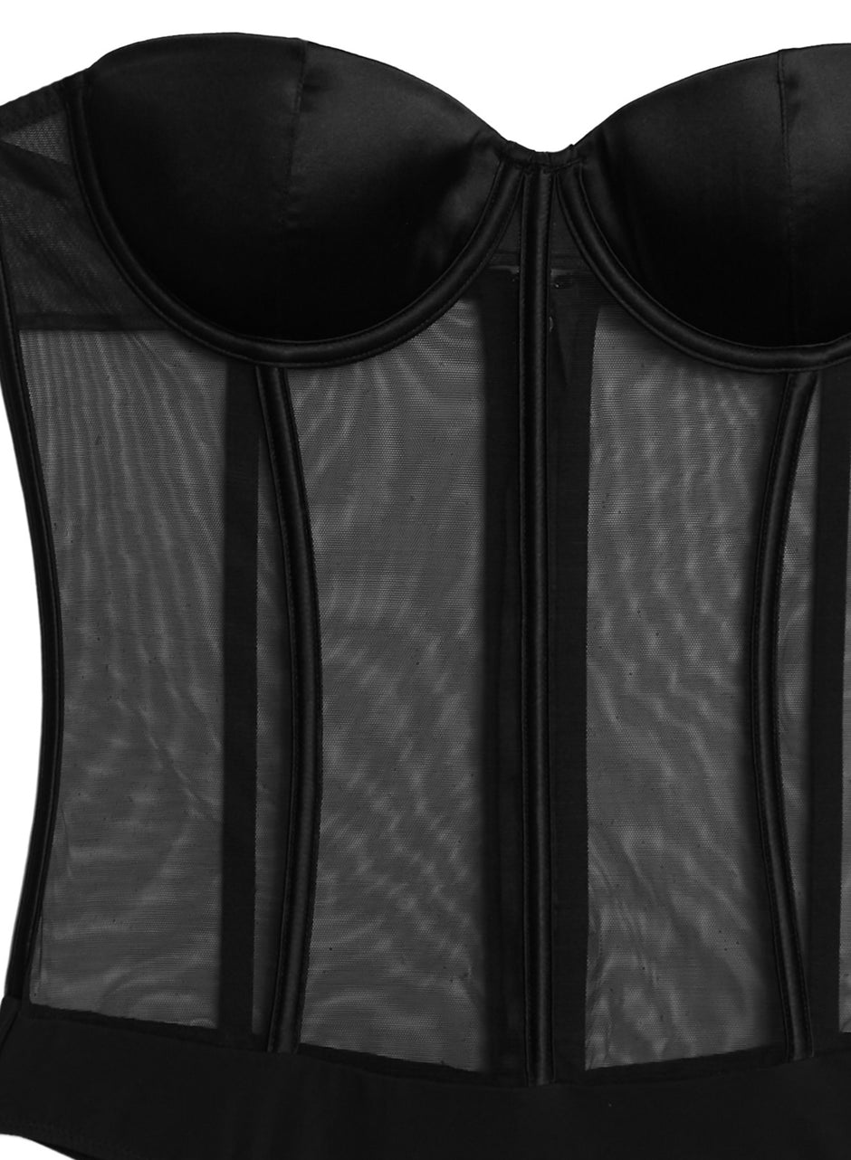 Black - Silk &amp; Mesh Bodysuit | Fleur du Mal