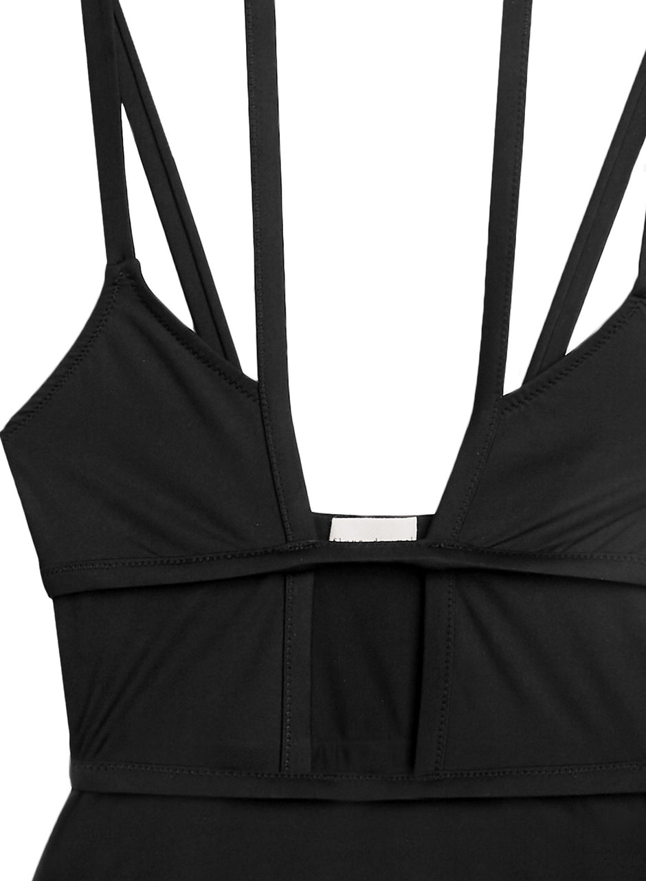 Black - Strappy Keyhole One Piece Swimsuit | Fleur du Mal