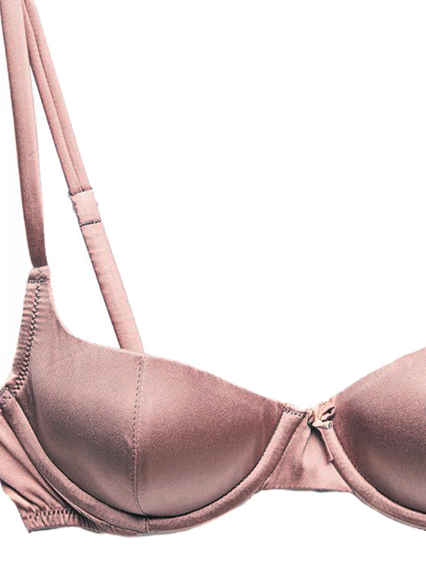 Pink lace on Cream underwire push-up Bra- satin bow detail - Size 30C  France 