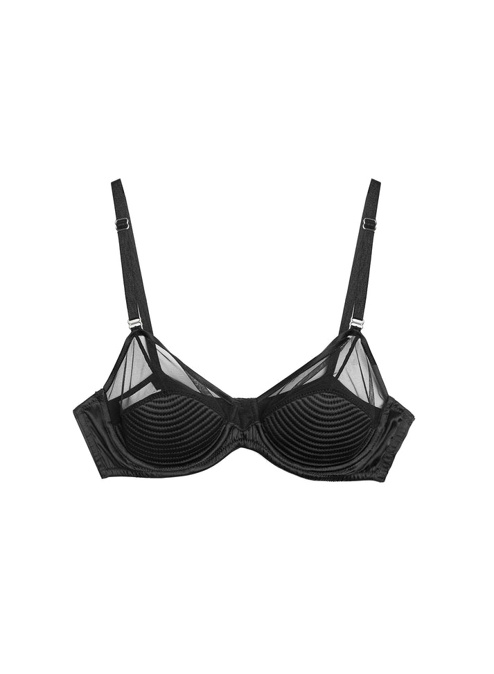 Black Top Stitch Bebe Bra | Fleur du Mal