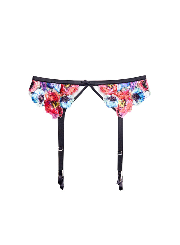 Multi-Colored Tuileries Embroidery Garter | Fleur du Mal Multi-Colored Tuileries Embroidery Garter | Fleur du Mal