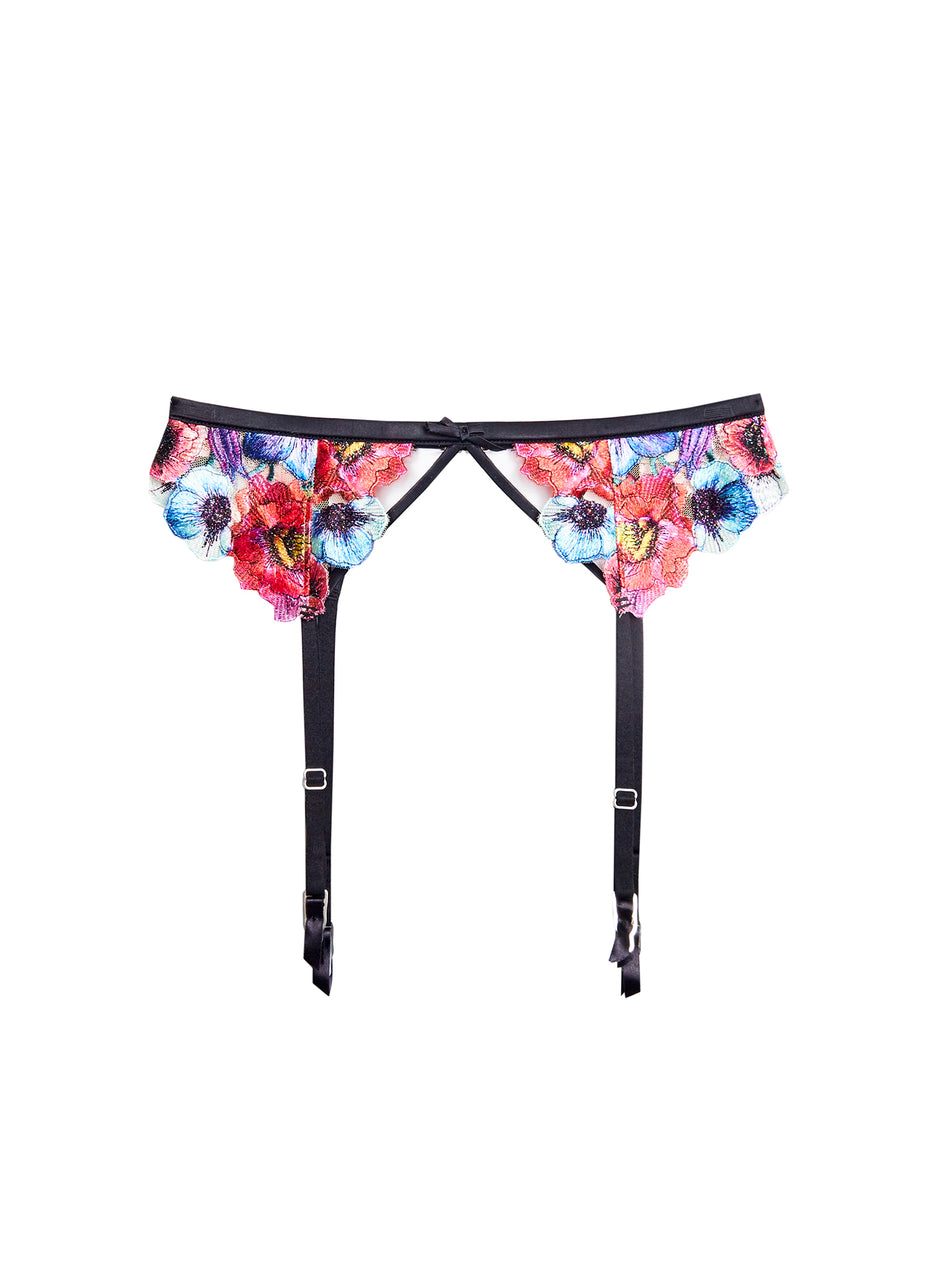 Multi - Tuileries Embroidery Garter Belt | Fleur du Mal