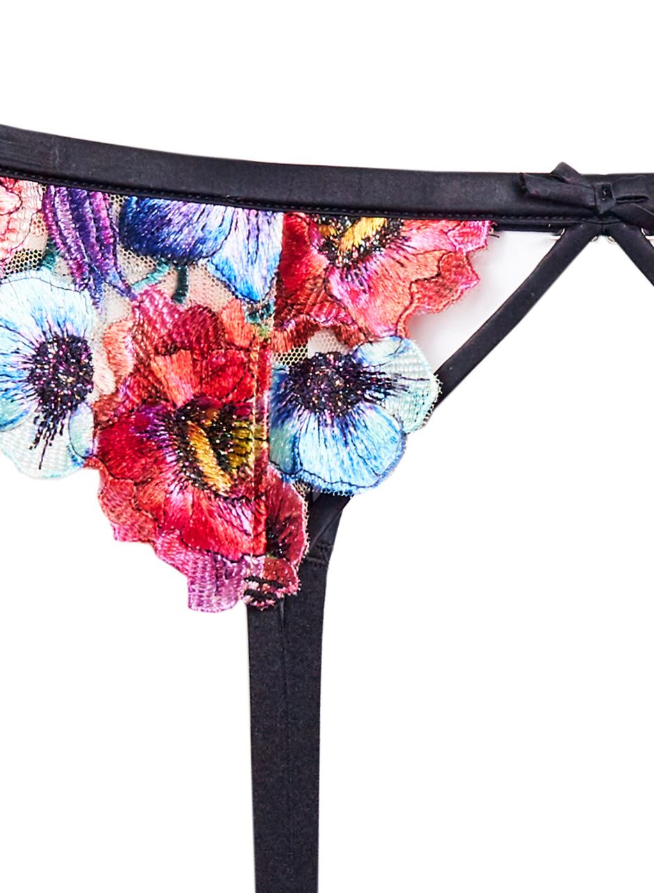 Multi-Colored Tuileries Embroidery Garter | Fleur du Mal Multi-Colored Tuileries Embroidery Garter | Fleur du Mal
