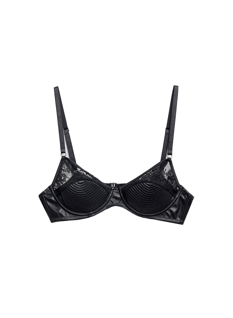 Black - Vegan Leather Bebe Bra | Fleur du Mal