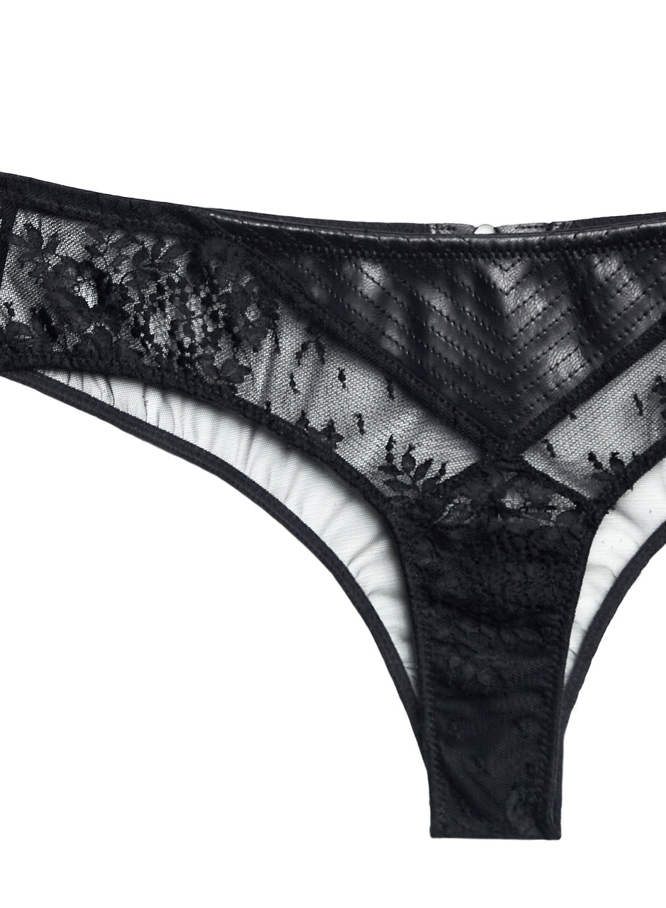 Black - Lace &amp; Vegan Leather Hipster | Fleur du Mal