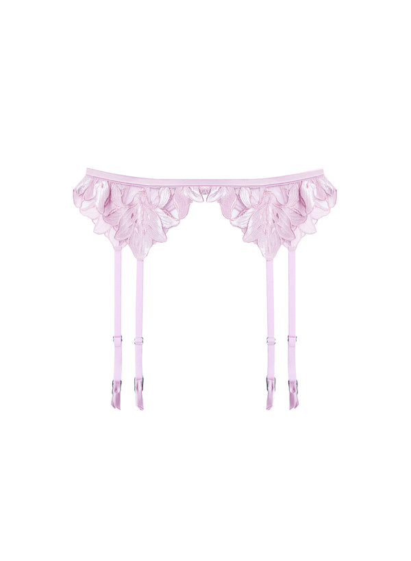 Light Pink Lily Embroidery Garter Belt | Fleur du Mal Light Pink Lily Embroidery Garter Belt | Fleur du Mal