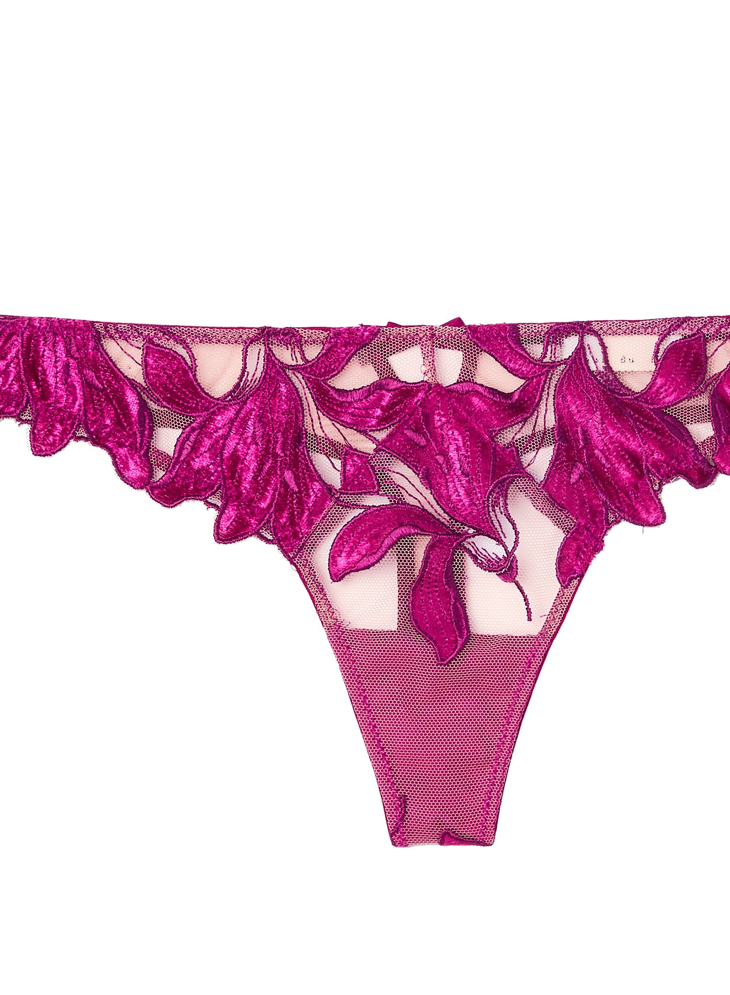 Velvet Lily Embroidery Hipster Thong