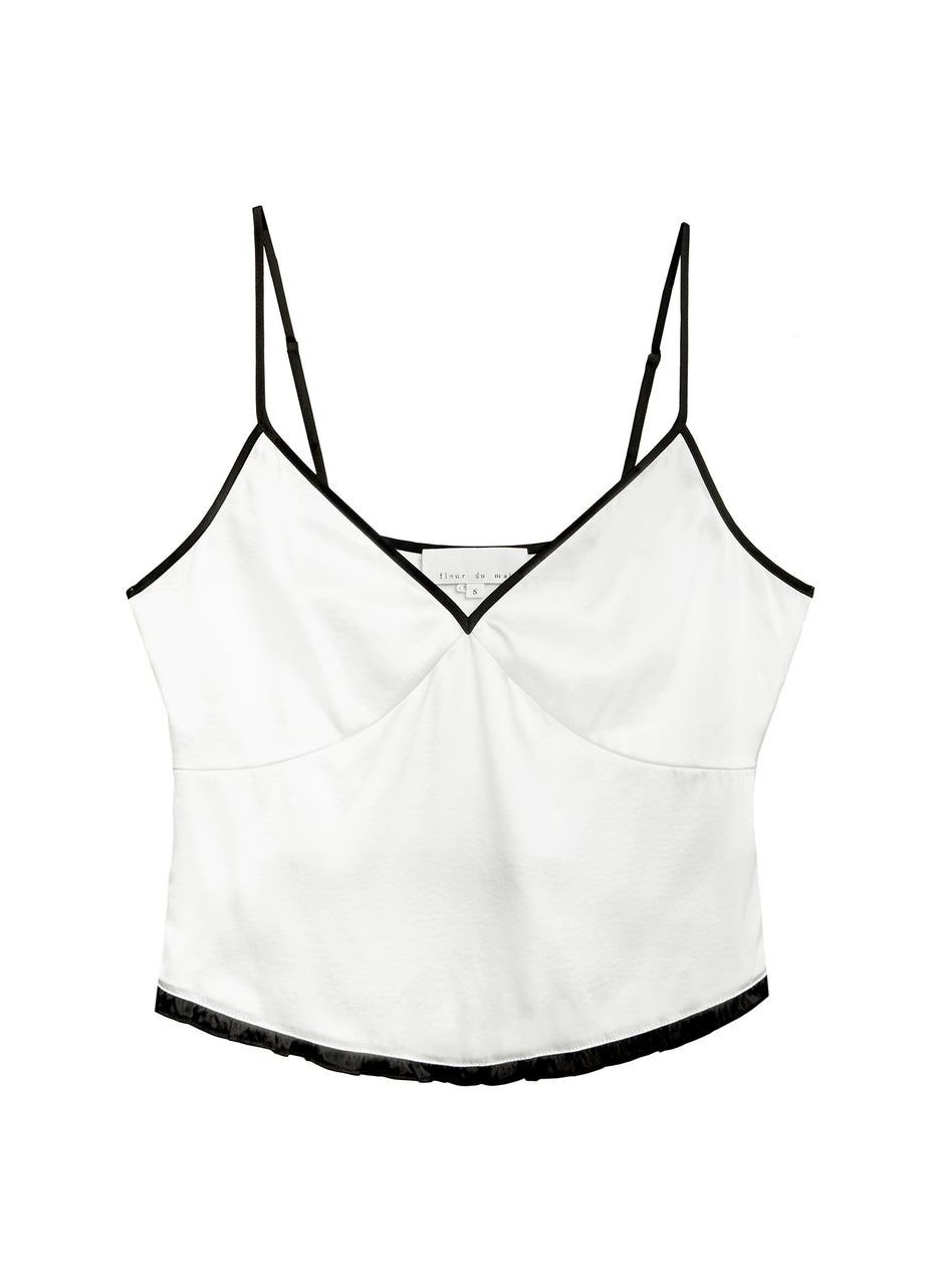 Ivory/black - Washable Silk Cami | Fleur du Mal